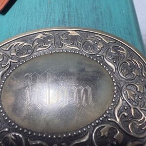 Vintage Silver Jewelry Box engraved with MOM